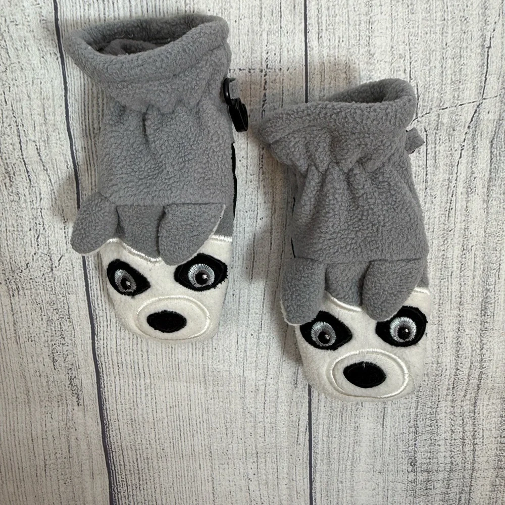 The Children's Place Gray Husky Dog Fleece Mittens  Size L (2-4 Years)